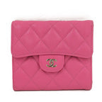 Chanel Compact Wallet Caviar Leather Pink