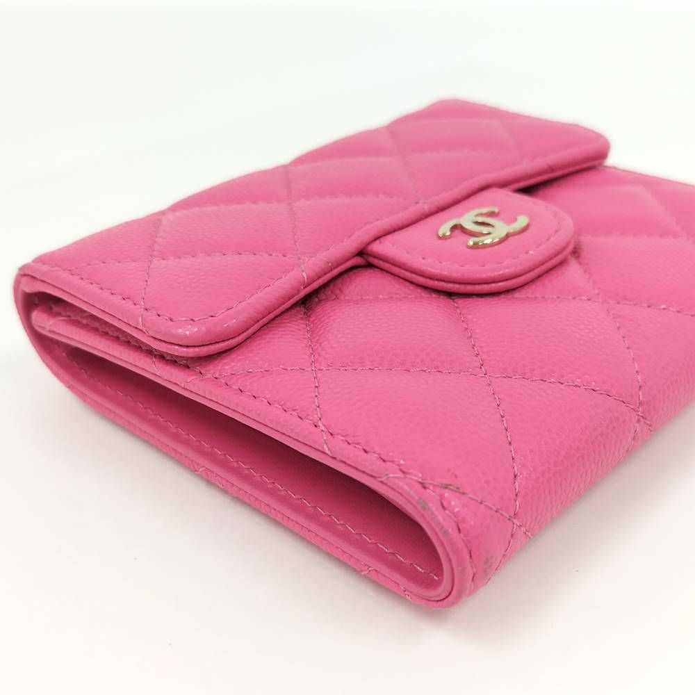Chanel Compact Wallet Caviar Leather Pink — view 5