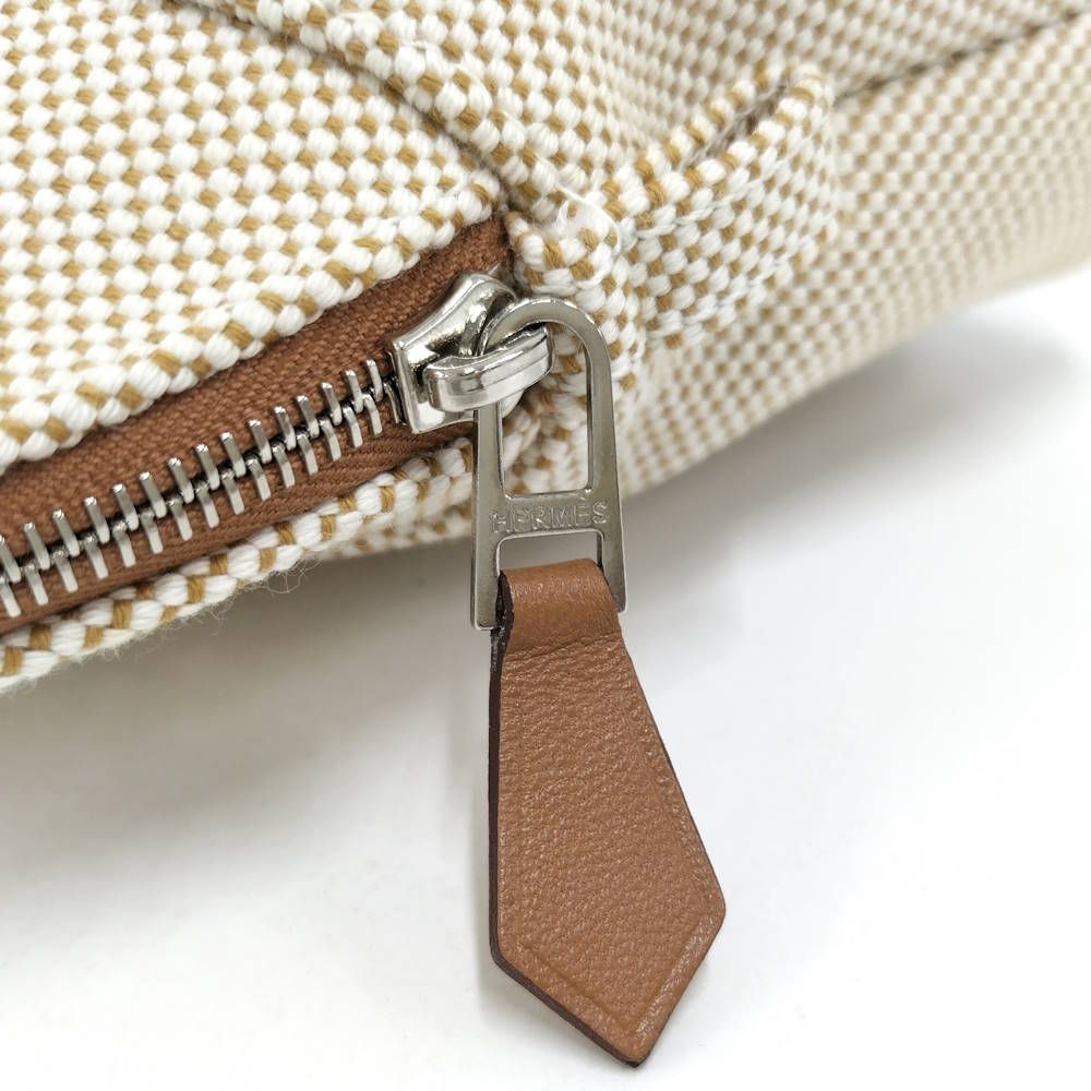 Hermes Bolide Casaque Mini Pouch Canvas Beige — view 8