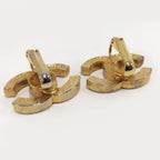 Chanel Earrings CC Logo CC Coco Plated Rhinestone Gold — view 5