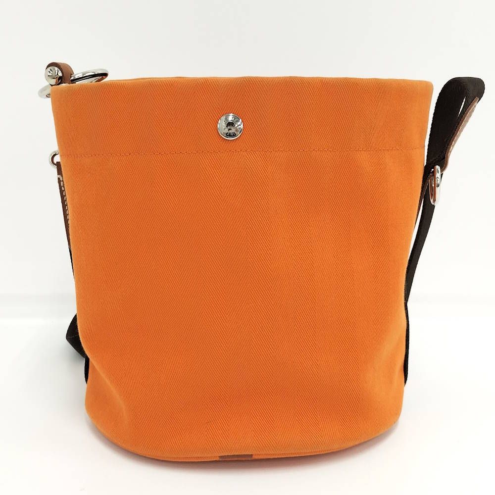 Hermes Sac de Panthere Shoulder Bag Toile Chevron Leather Orange — view 2