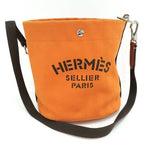 Hermes Sac de Panthere Shoulder Bag Toile Chevron Leather Orange