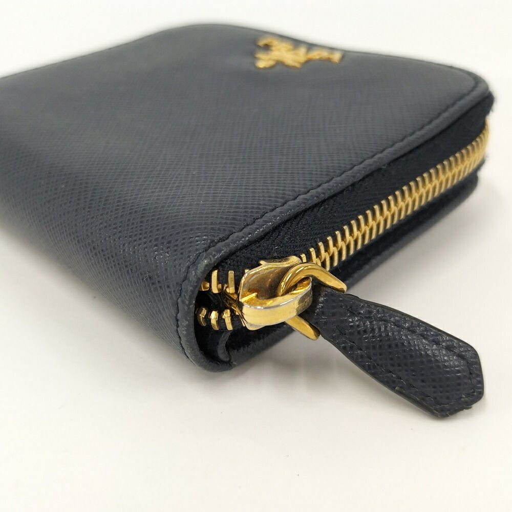 Prada Compact Wallet Leather Navy — view 4