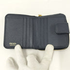 Prada Compact Wallet Leather Navy — view 2