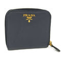 Prada Compact Wallet Leather Navy