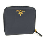 Prada Compact Wallet Leather Navy
