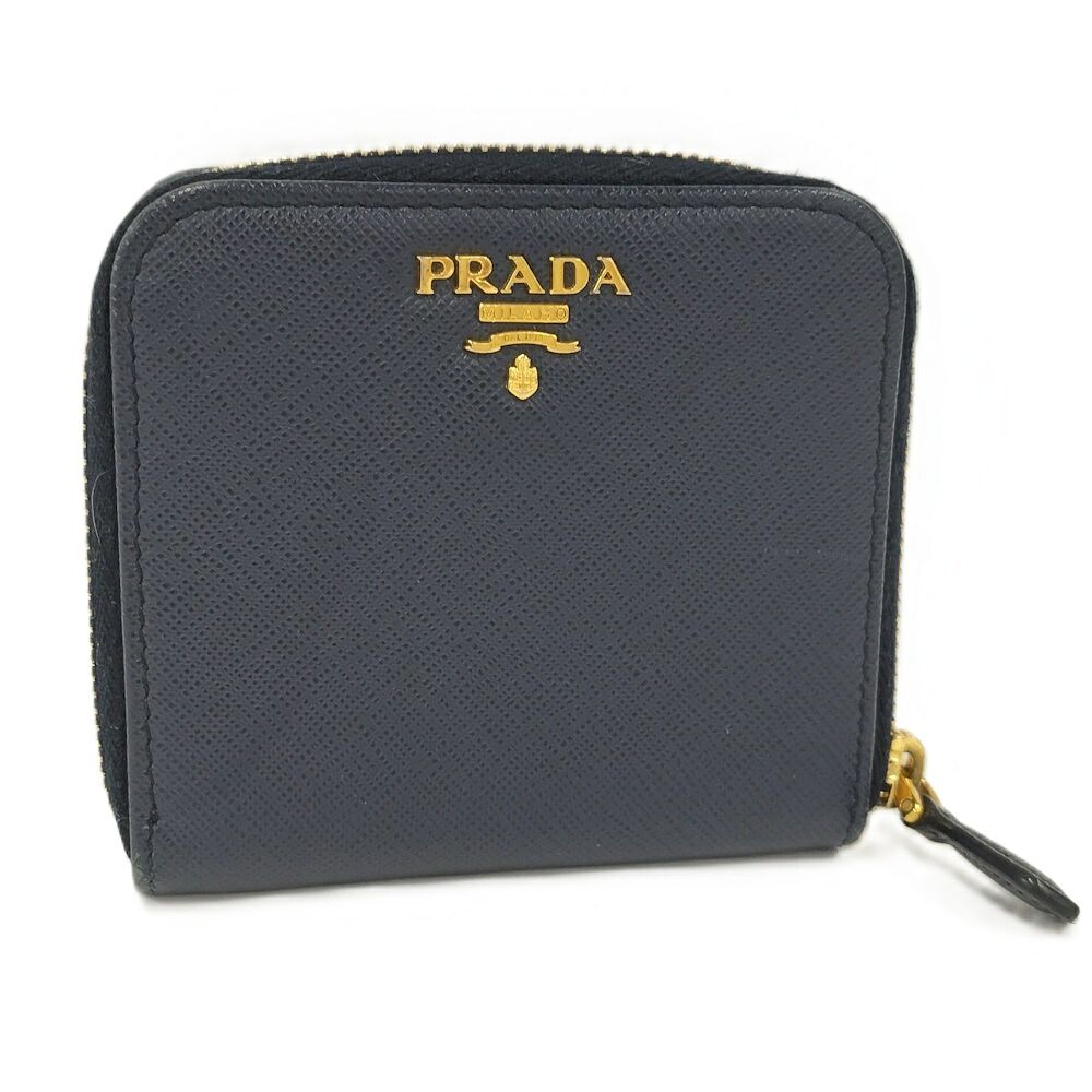 Prada Compact Wallet Leather Navy