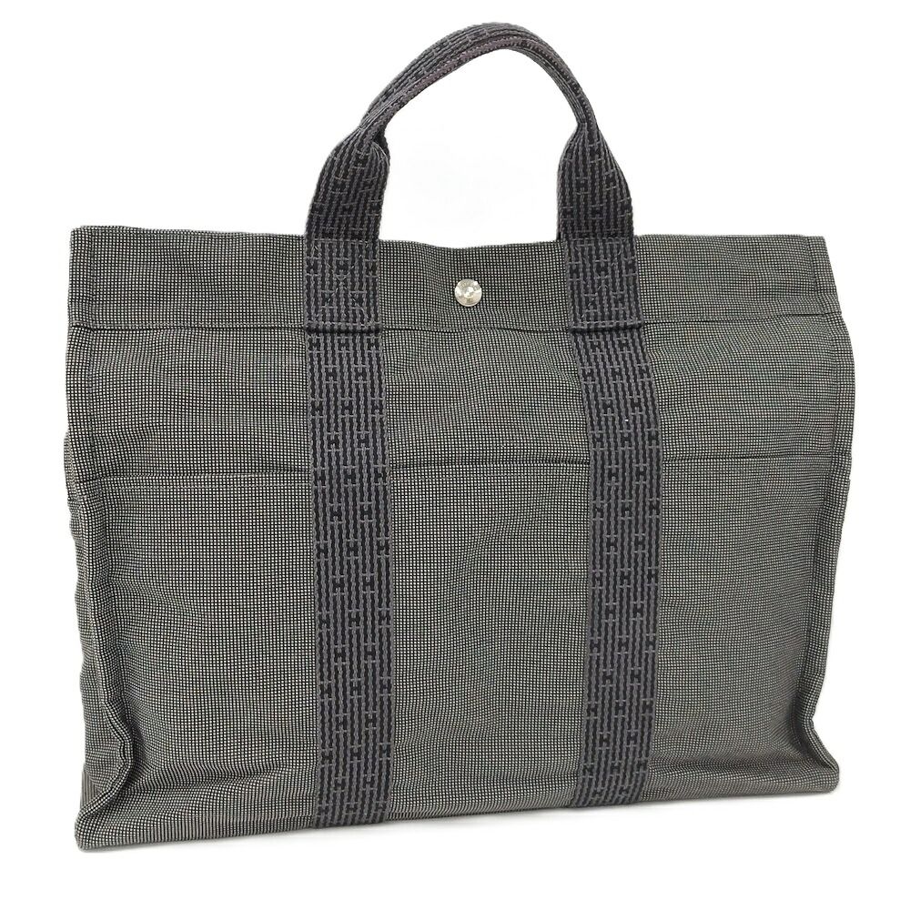 Hermes Herline Tote Bag MM Canvas Gray