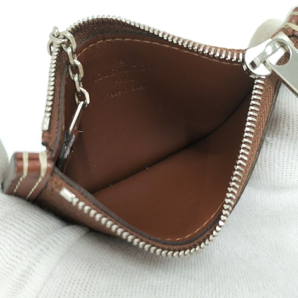 Louis Vuitton Pochette Cles Coin Purse with Key Ring Leather Brown — view 7