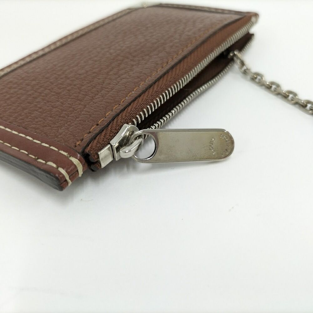 Louis Vuitton Pochette Cles Coin Purse with Key Ring Leather Brown — view 6