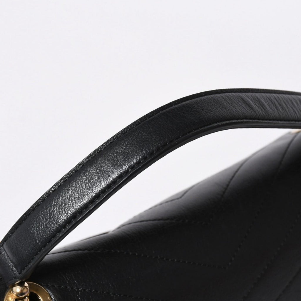 Chanel Chevron 2-Way Chain Shoulder Bag CC Logo Calfskin V-stitch Gold — view 7