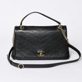 Chanel Chevron 2-Way Chain Shoulder Bag CC Logo Calfskin V-stitch Gold