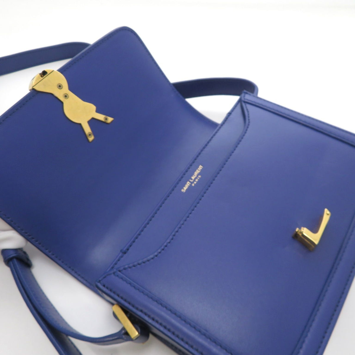 Saint Laurent Solferino Small Satchel Shoulder Bag Leather Blue — view 7