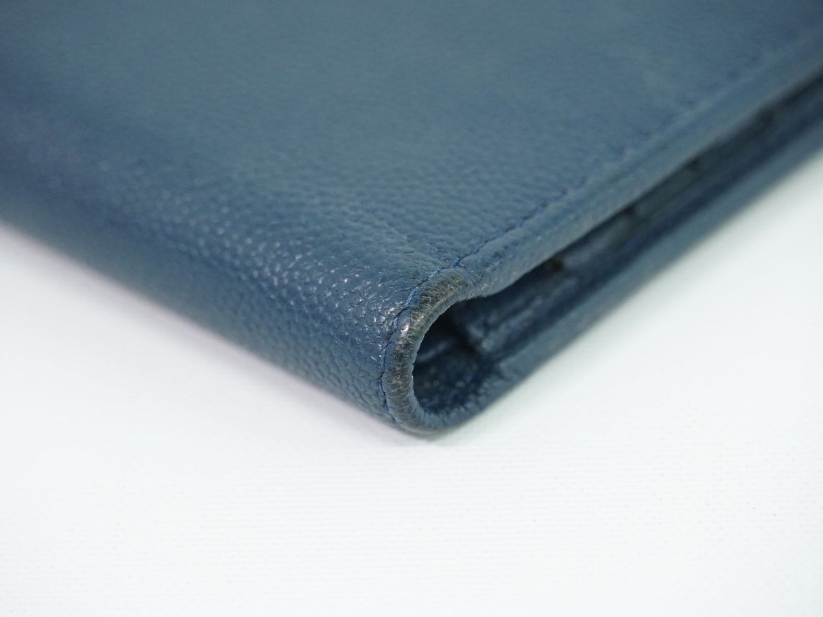 Chanel CC Logo Coco Buttons Bifold Folded Wallet Compact Bill Caviar Leather — view 6