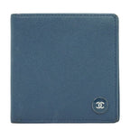 Chanel CC Logo Coco Buttons Bifold Folded Wallet Compact Bill Caviar Leather