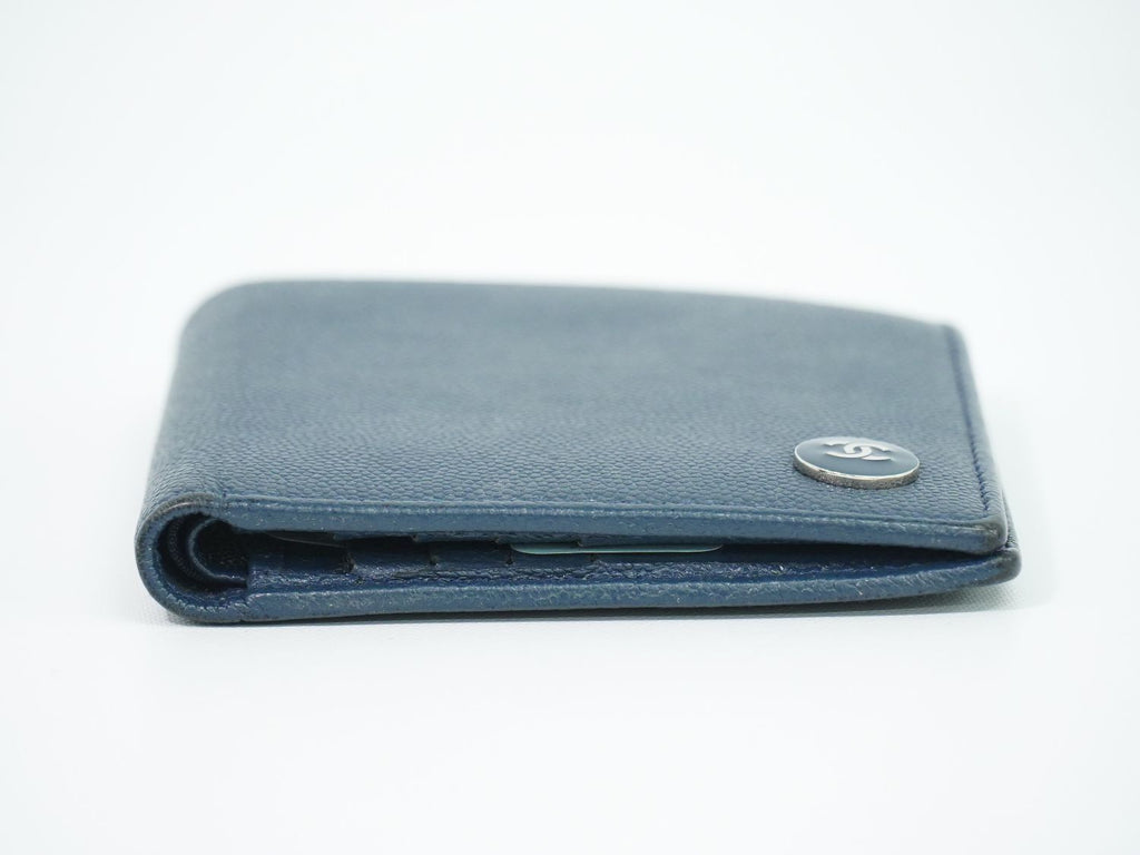 Chanel CC Logo Coco Buttons Bifold Folded Wallet Compact Bill Caviar Leather — view 3