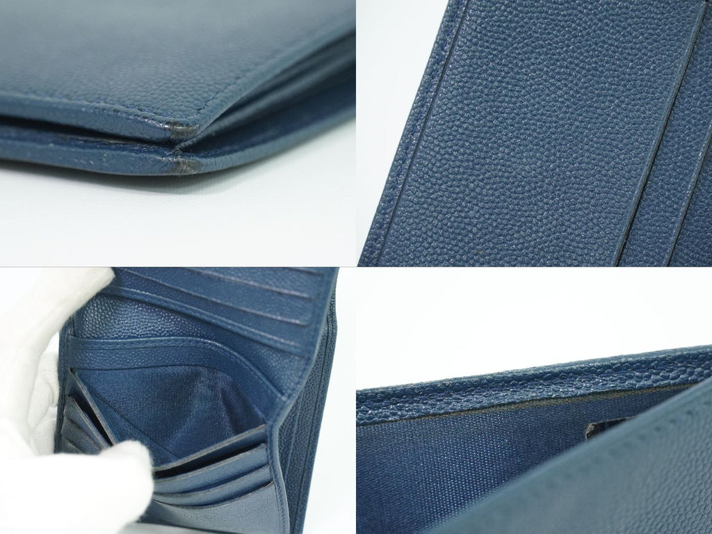 Chanel CC Logo Coco Buttons Bifold Folded Wallet Compact Bill Caviar Leather — view 8