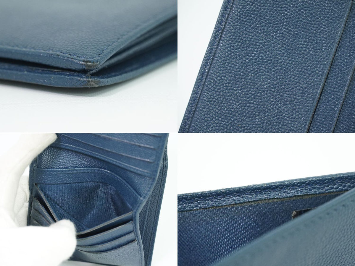 Chanel CC Logo Coco Buttons Bifold Folded Wallet Compact Bill Caviar Leather — view 8