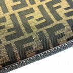 Fendi Zucca Shoulder Bag Canvas Leather Beige Dark Brown — view 8