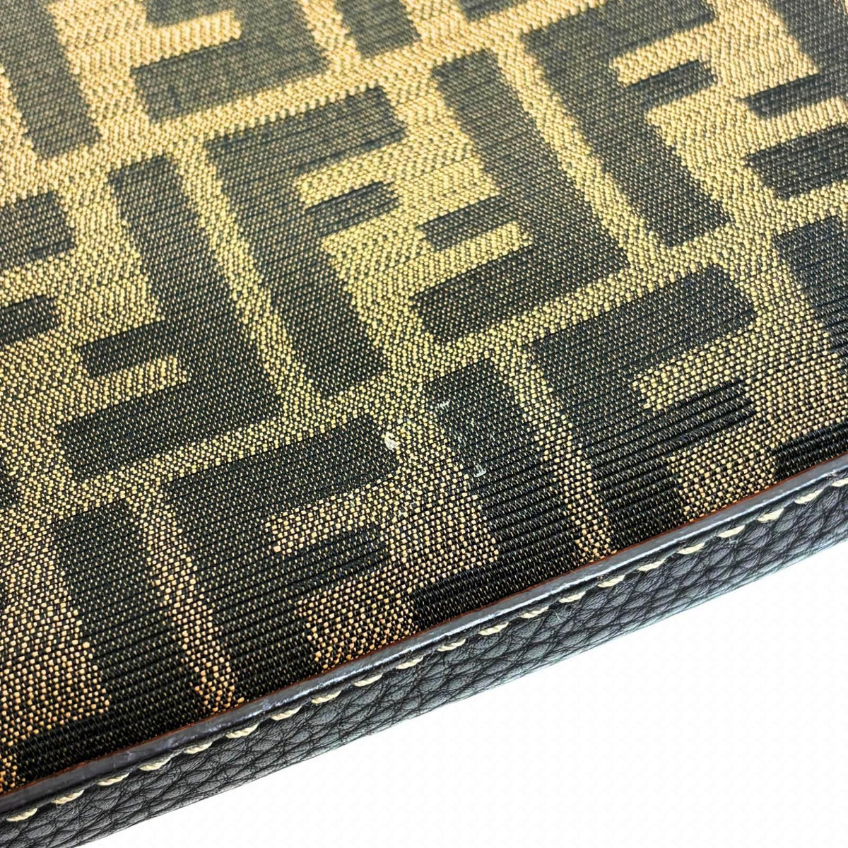 Fendi Zucca Shoulder Bag Canvas Leather Beige Dark Brown — view 8