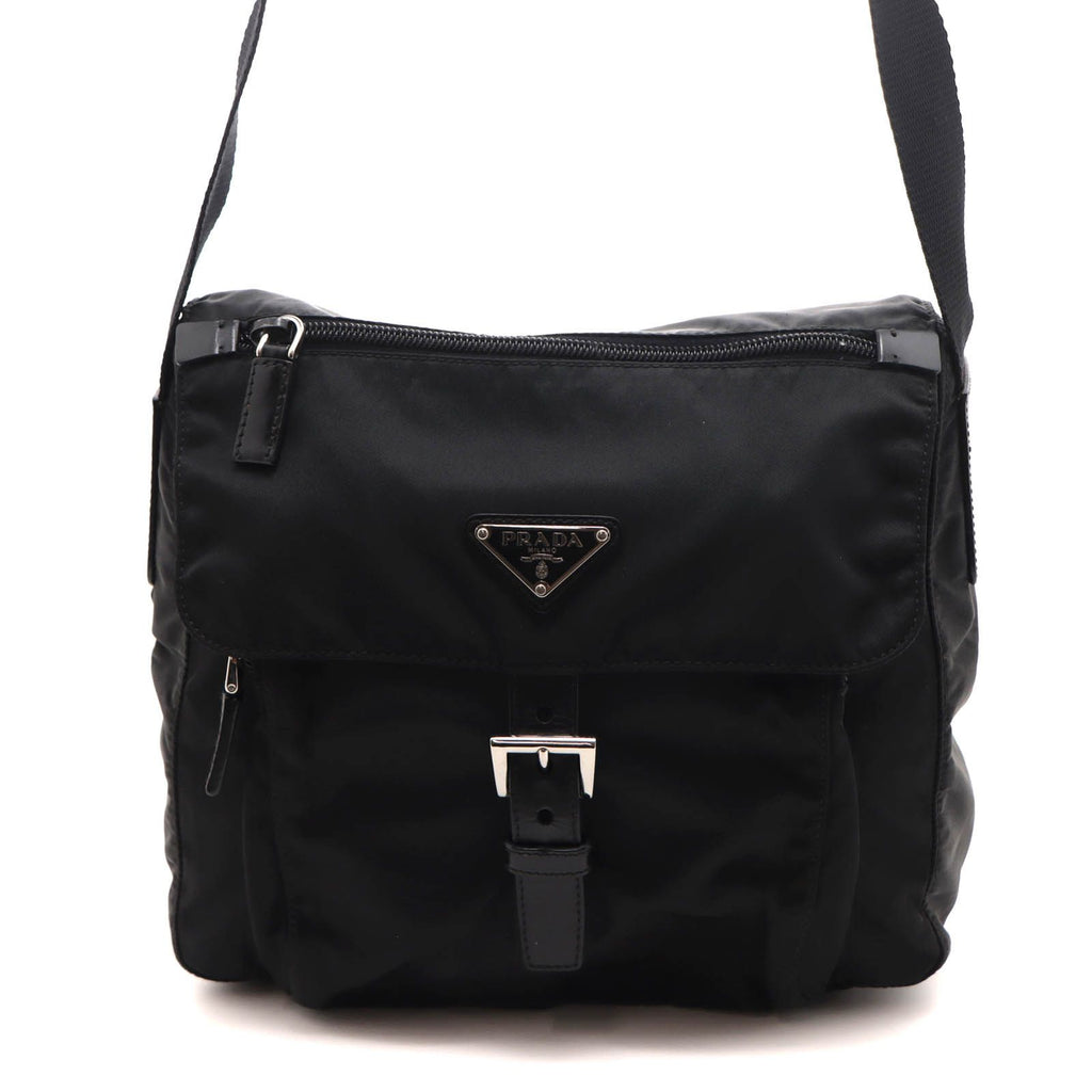 Prada Shoulder Bag Black Nylon Leather