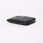 Chanel Classic Zip Coin Purse Stand CC Logo Caviar Leather Black Gold — view 5