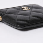 Chanel Classic Zip Coin Purse Stand CC Logo Caviar Leather Black Gold — view 7