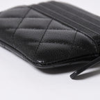 Chanel Classic Zip Coin Purse Stand CC Logo Caviar Leather Black Gold — view 8