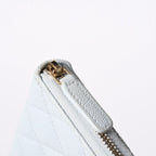Chanel Round Zip Wallet Stand CC Logo Caviar Leather Light Blue Gold — view 8