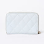 Chanel Round Zip Wallet Stand CC Logo Caviar Leather Light Blue Gold — view 2