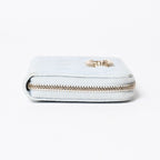 Chanel Round Zip Wallet Stand CC Logo Caviar Leather Light Blue Gold — view 4