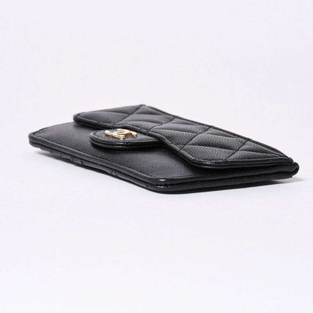 Chanel Coin Purse CC Logo Caviar Leather Black Gold — view 5