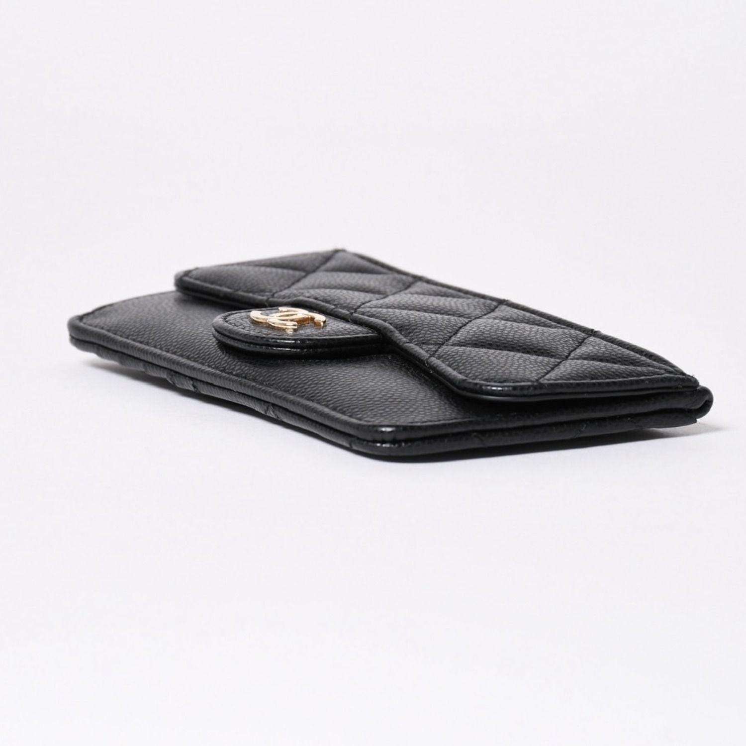 Chanel Coin Purse CC Logo Caviar Leather Black Gold — view 5