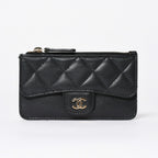 Chanel Coin Purse CC Logo Caviar Leather Black Gold