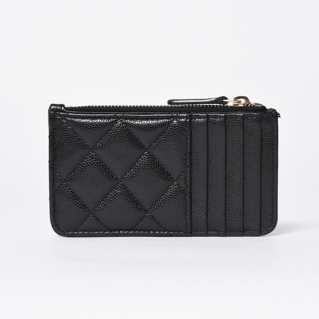 Chanel Coin Purse CC Logo Caviar Leather Black Gold — view 2