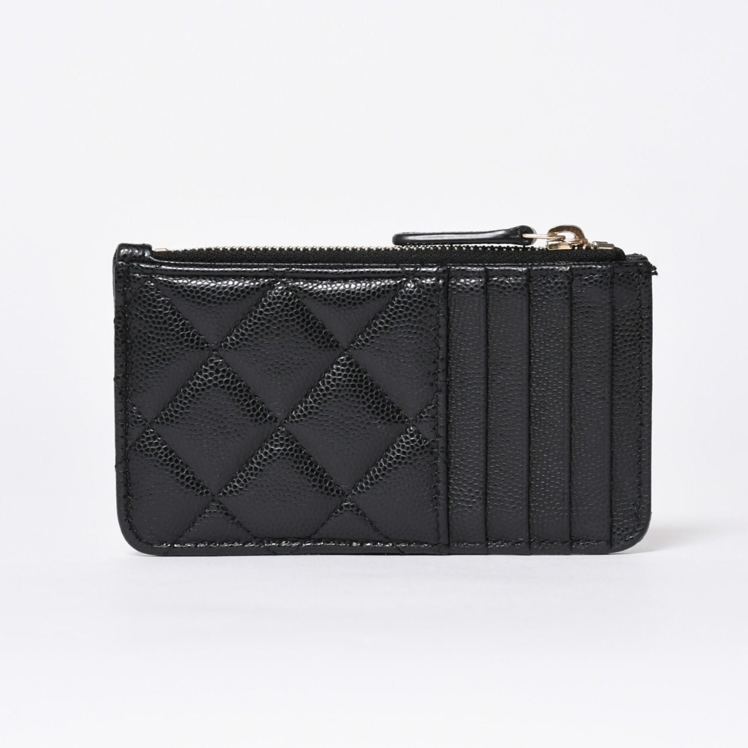 Chanel Coin Purse CC Logo Caviar Leather Black Gold — view 2