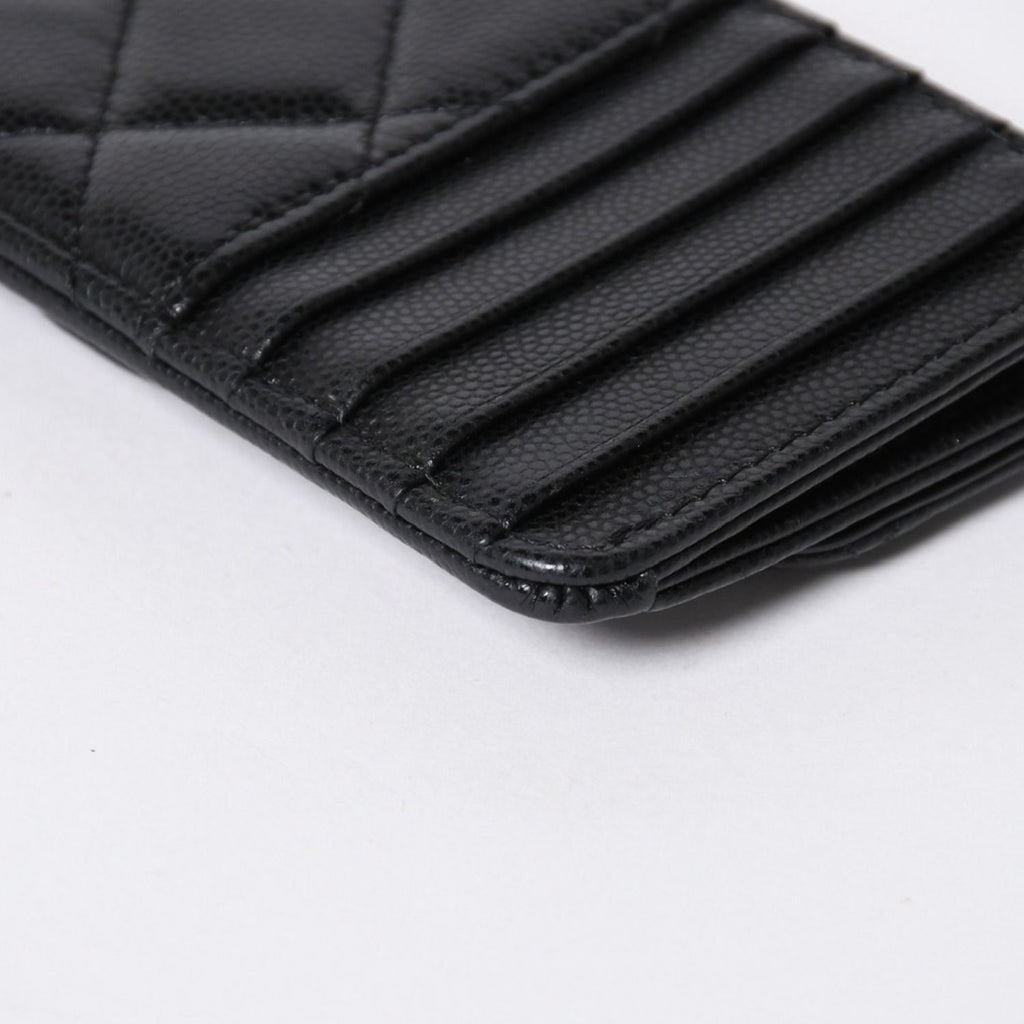 Chanel Coin Purse CC Logo Caviar Leather Black Gold — view 8
