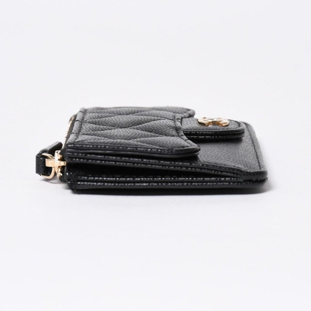 Chanel Coin Purse CC Logo Caviar Leather Black Gold — view 4