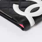 Chanel Cambon Line Bifold Wallet CC Logo Calfskin Kiss Lock Black Silver — view 7