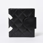 Chanel Cambon Line Bifold Wallet CC Logo Calfskin Kiss Lock Black Silver — view 2