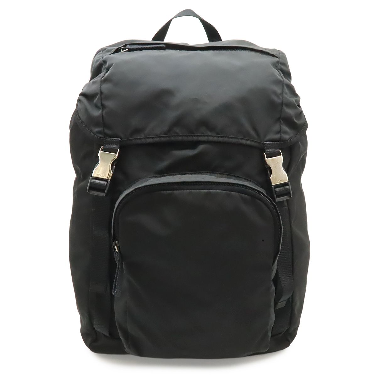 Prada Triangle Logo Backpack Nylon Nero Black Silver