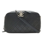 Chanel Boy Camera Bag Chain Pochette Quilted Leather Black