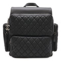 Chanel Quilted Casual Lock Backpack Caviar Leather Black Silver