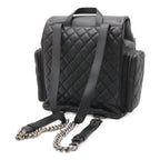Chanel Quilted Casual Lock Backpack Caviar Leather Black Silver — view 2