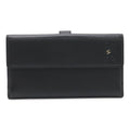 Chanel Camellia Snap Double Wallet Leather Black Silver
