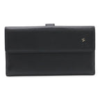 Chanel Camellia Snap Double Wallet Leather Black Silver
