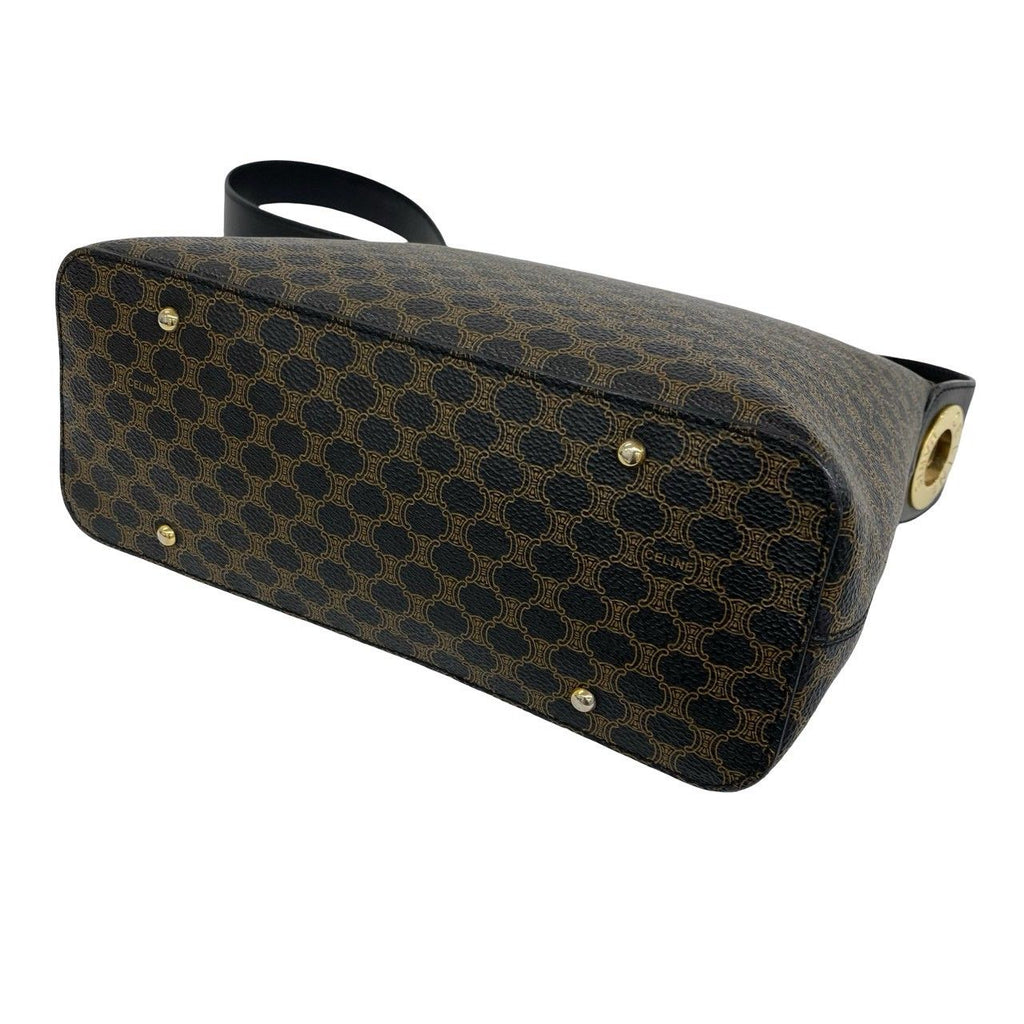 Celine Macadam Blason Triomphe Pattern Circle Logo Leather Semi Bag Black — view 8