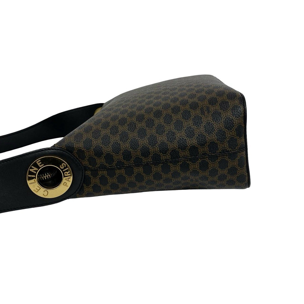 Celine Macadam Blason Triomphe Pattern Circle Logo Leather Semi Bag Black — view 5
