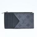 Louis Vuitton Taigarama Coin Purse Card Case Black Gray Silver