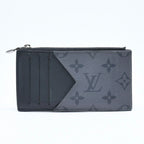 Louis Vuitton Taigarama Coin Purse Card Case Black Gray Silver